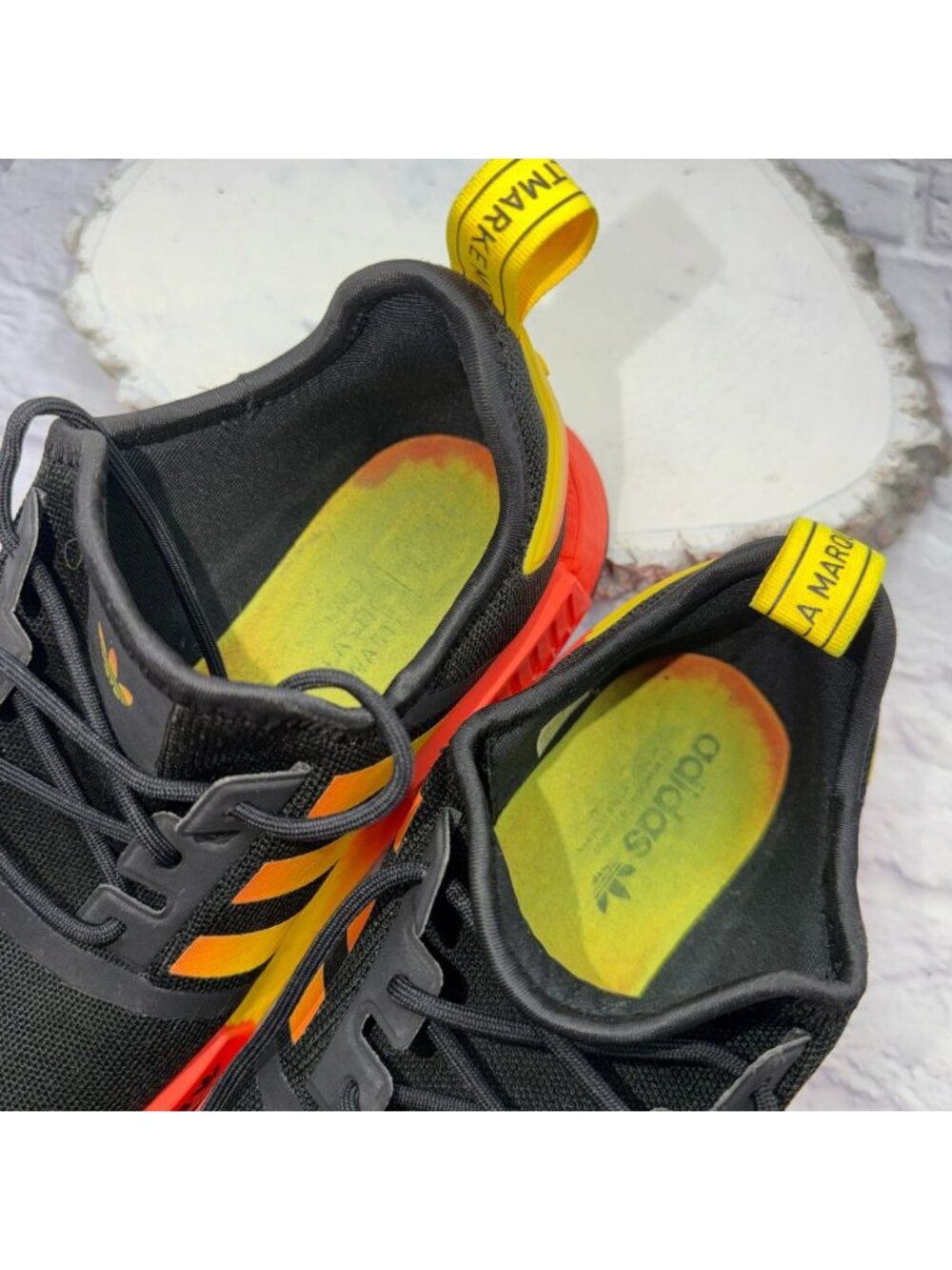 adidas NMD_R1 Men's Lace-Up Low Top Sneakers Black Yellow Size 12 Shoes - Picture 11 of 12